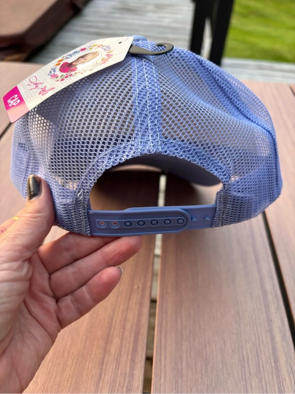 Light Blue Trucker Hat with Butterfly Graphic